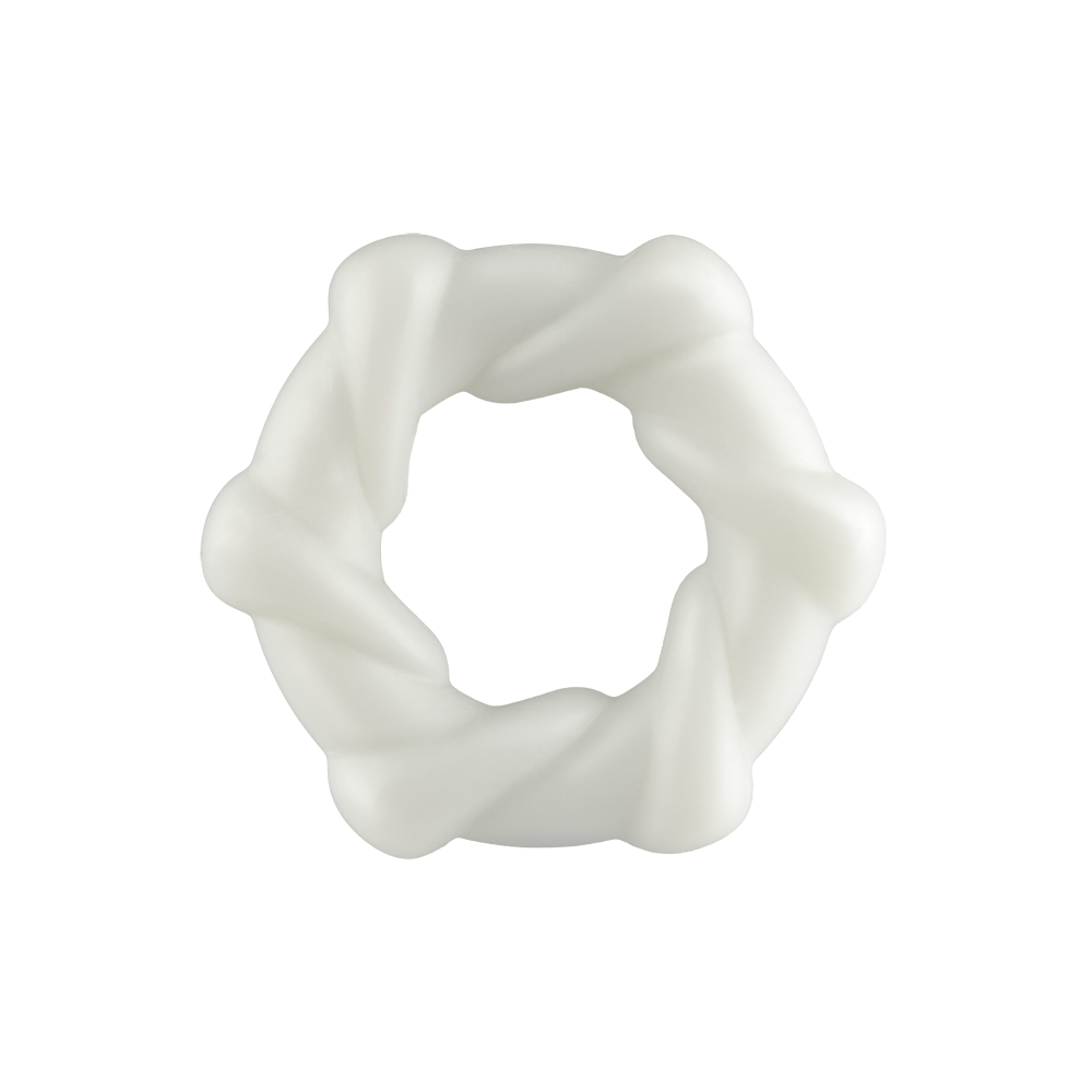 White twisted ring with a textured surface.