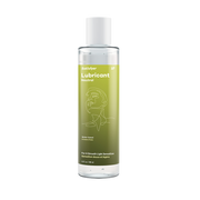 Satisfyer water-based neutral lubricant in a clear bottle with a green gradient label.