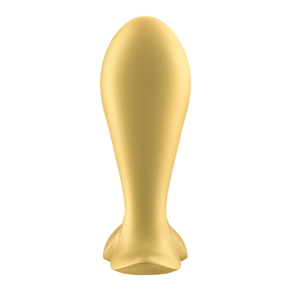 Gold vibrating anal plug with a smooth, ergonomic design.