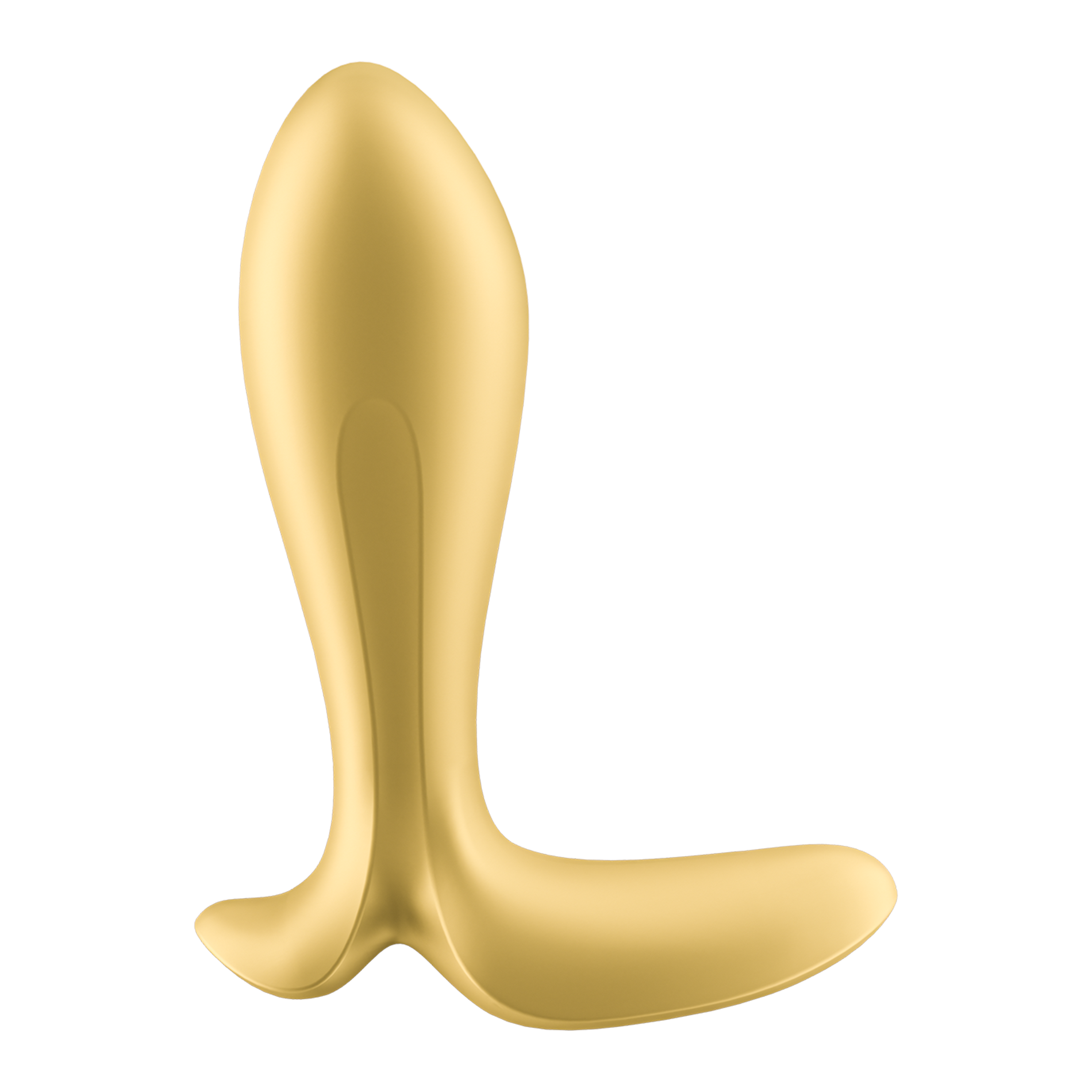 Gold vibrating anal plug with ergonomic design and app control.