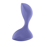 A purple silicone anal vibrator with a smooth, curved shape.