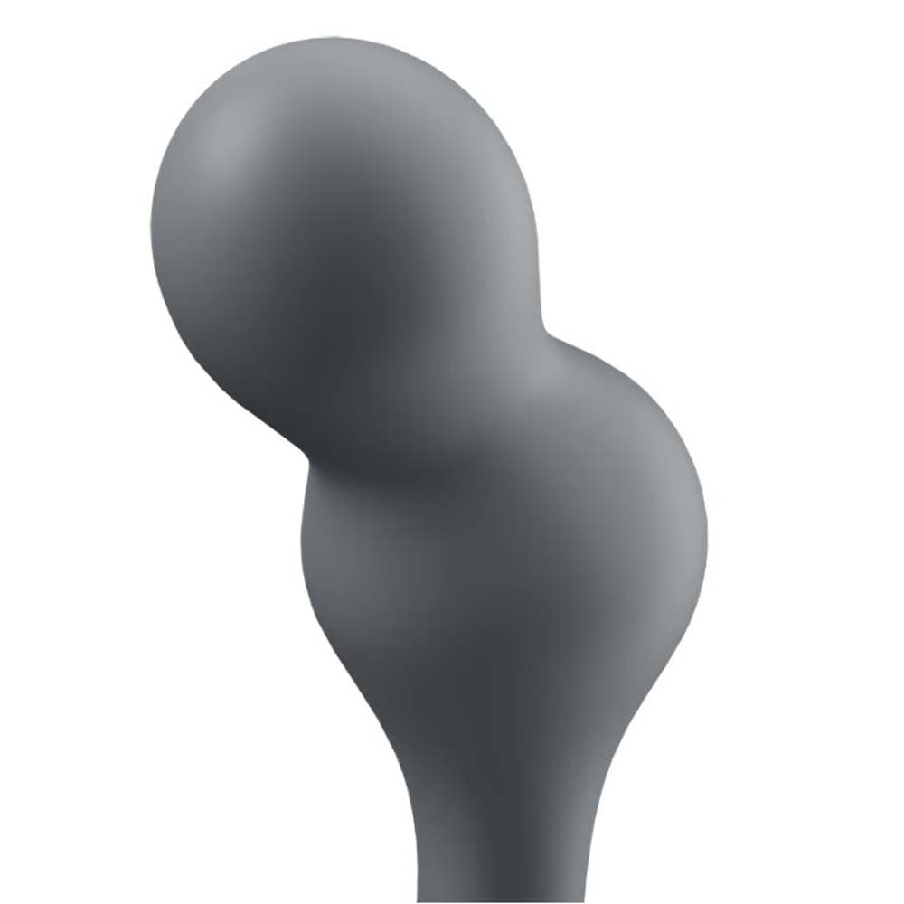 Grey silicone anal vibrator with a double-bulb shape.