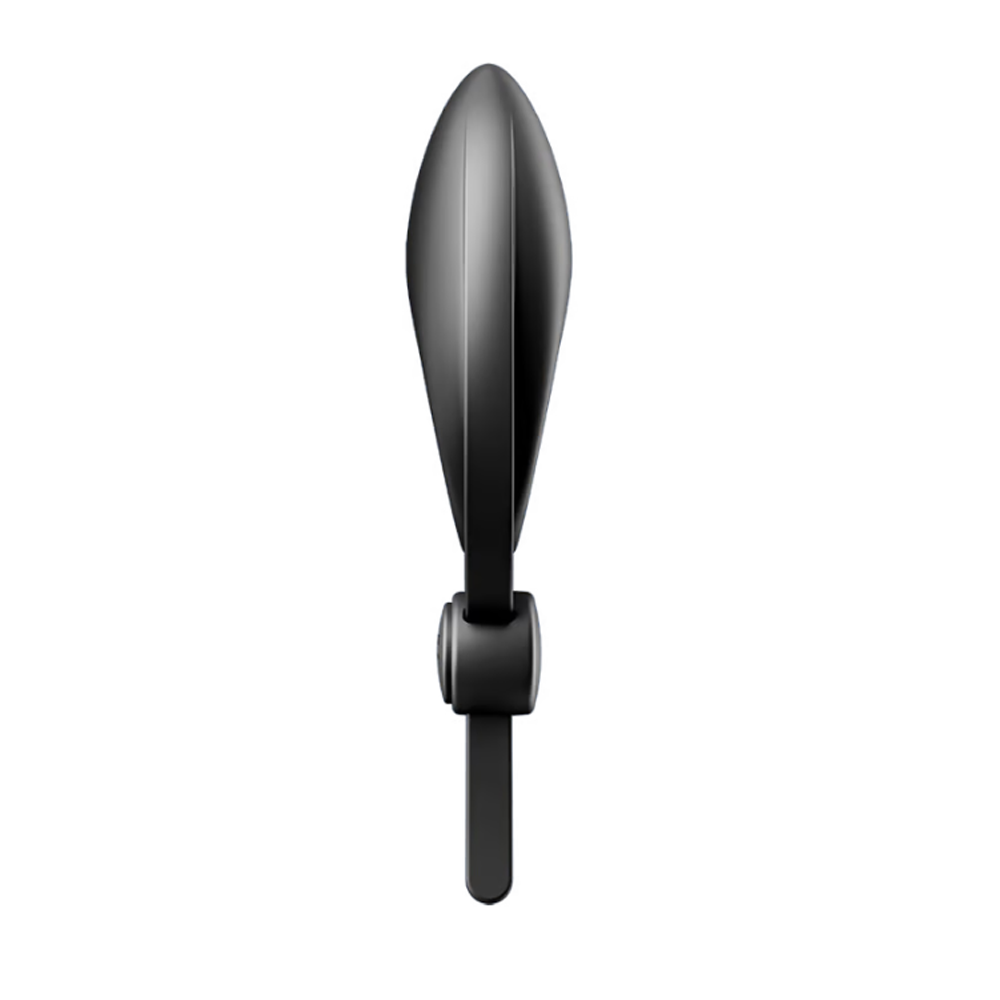 Black silicone vibrating cock ring with an adjustable loop.