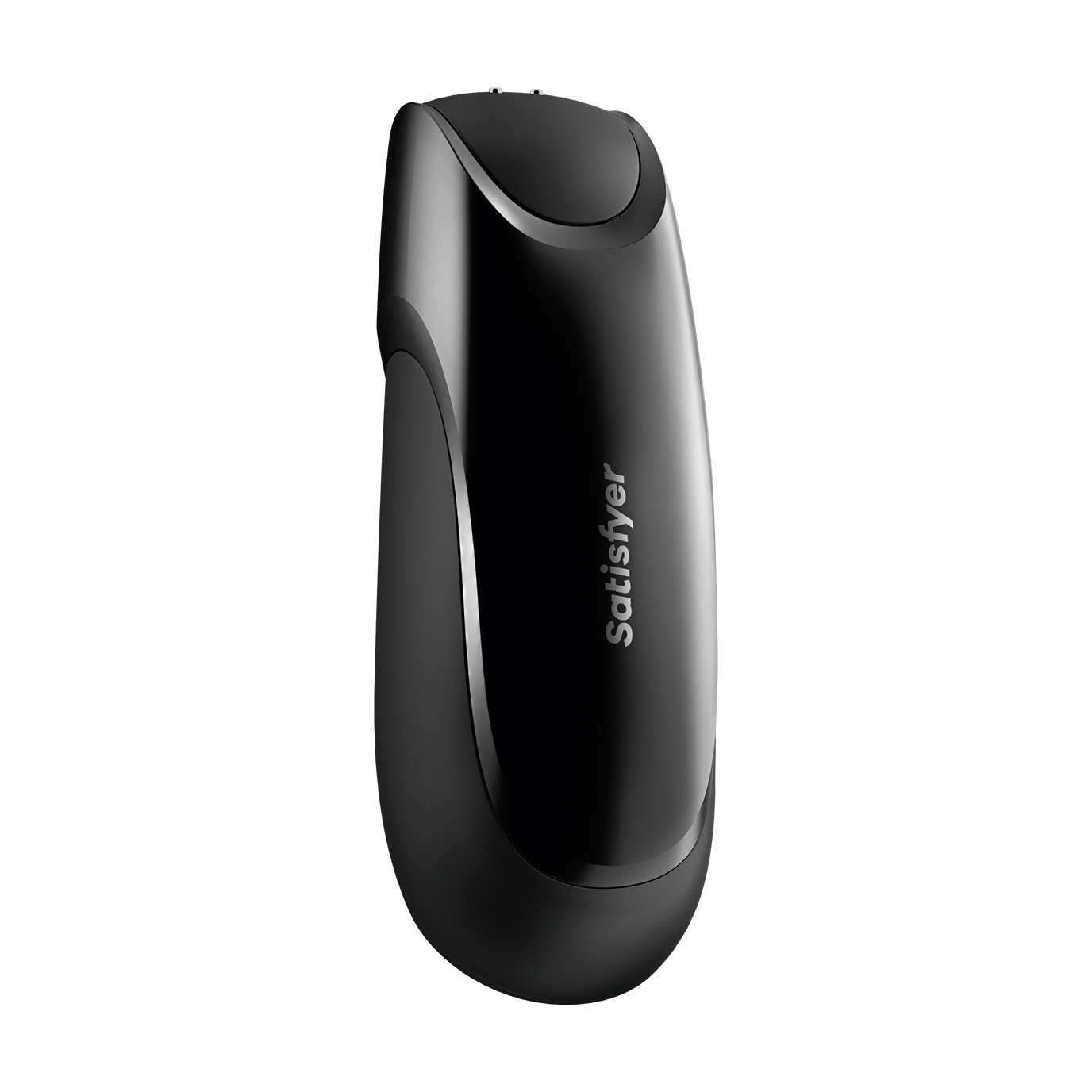 Black Satisfyer app-controlled glans vibrator made of silicone.
