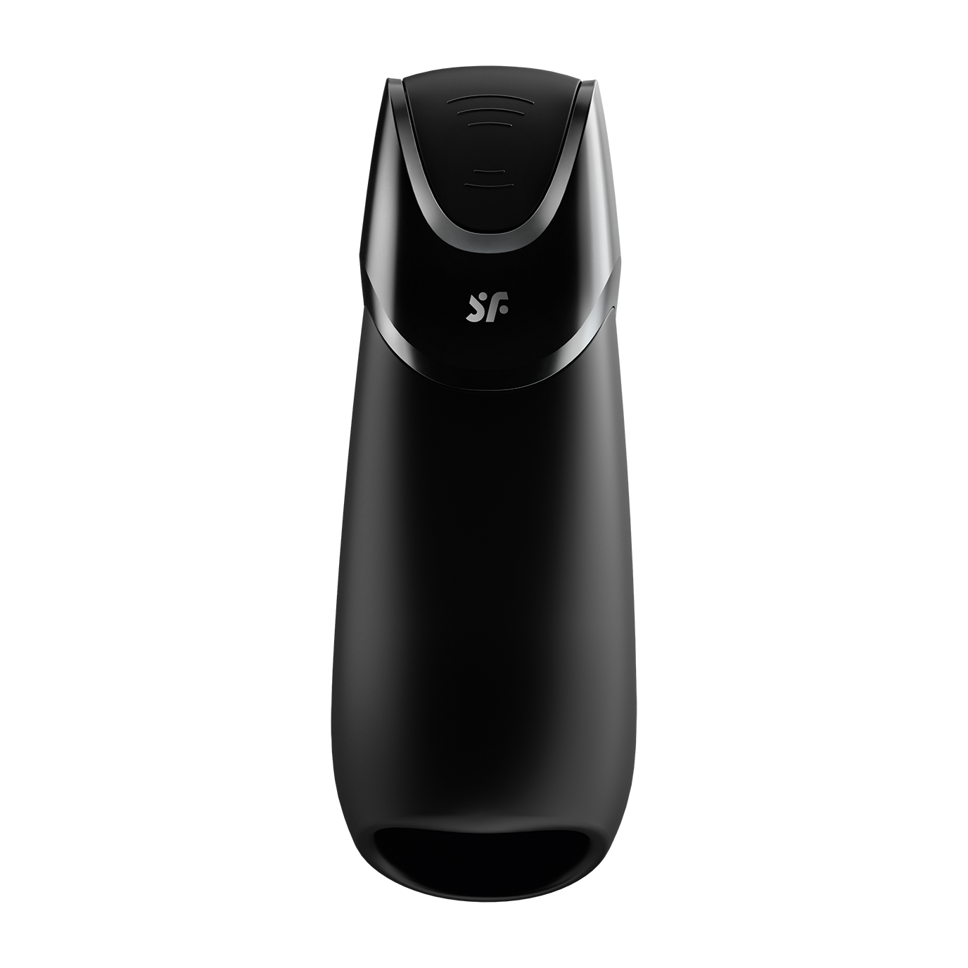 Black app-controlled glans vibrator made of silicone.