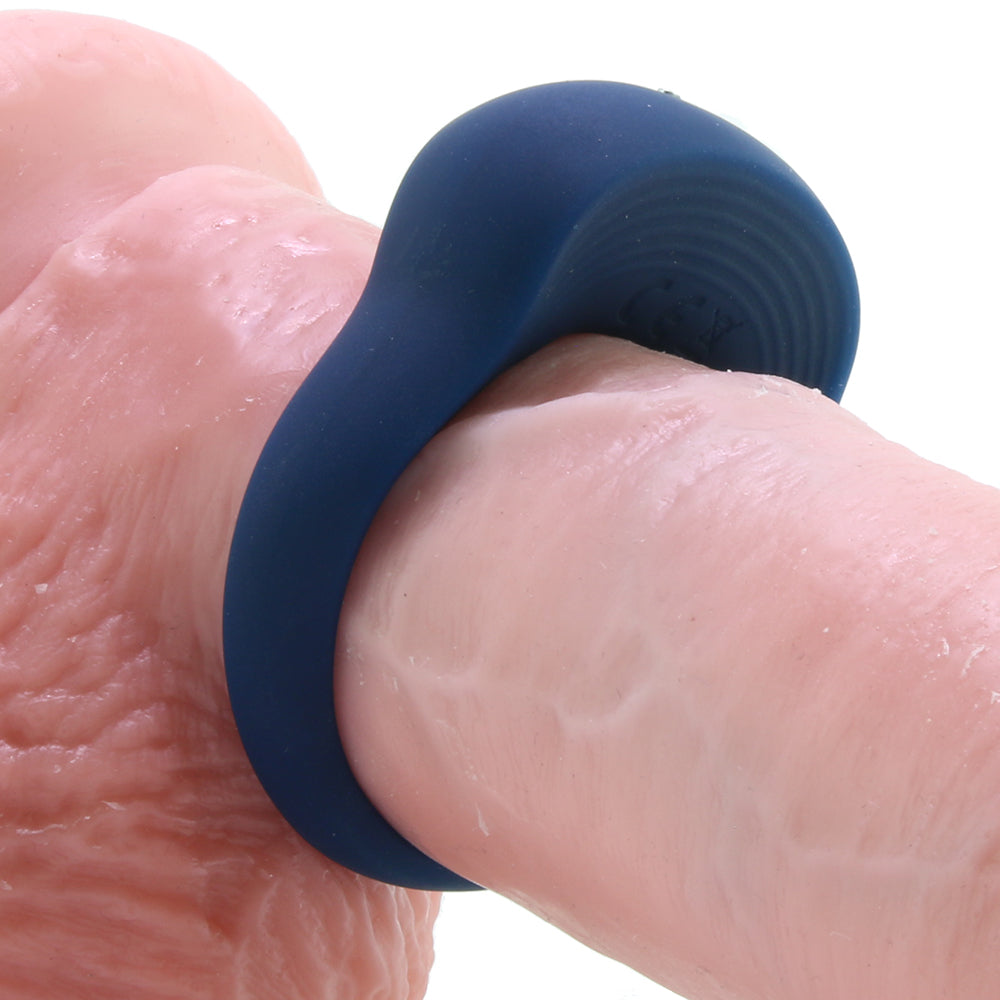 Satisfyer Power Ring vibrating cock ring made of blue silicone.