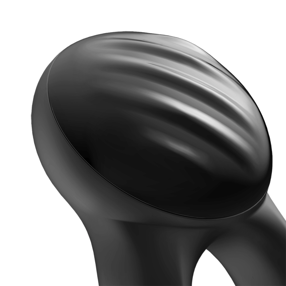 App-controlled vibrating cock ring with ribbed texture.