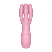 Pink lay-on vibrator with three flexible arms and control buttons.