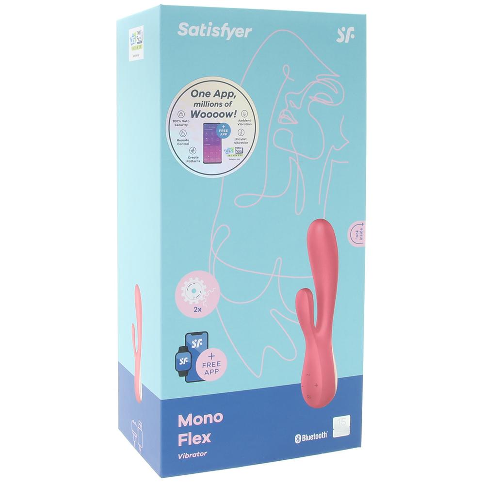 Satisfyer Mono Flex red app-controlled vibrator with dual stimulation.