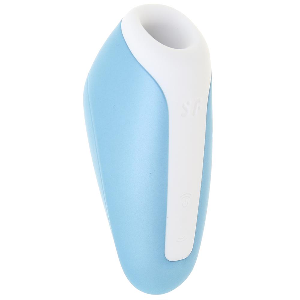 Satisfyer Love Breeze clitoral vibrator in blue and white.