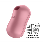 Pink Satisfyer toy with air pulse and vibration features.
