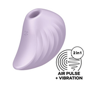 A purple clitoral vibrator with air pulse and vibration features.