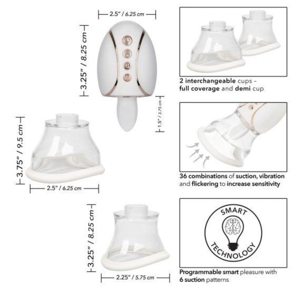 Smart Suction and Licking Vibrator with interchangeable cups and memory.