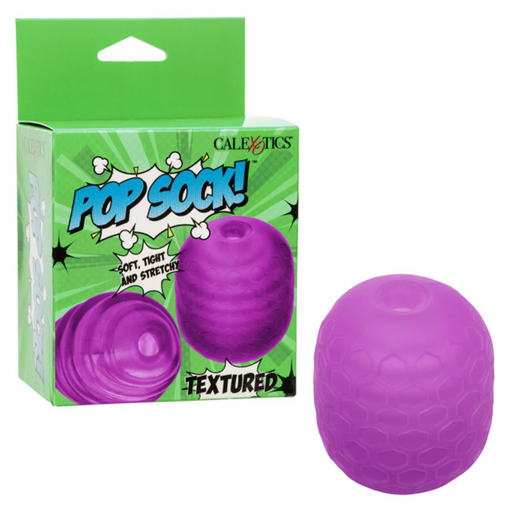 Purple textured Pop Sock stroker with suction cup.