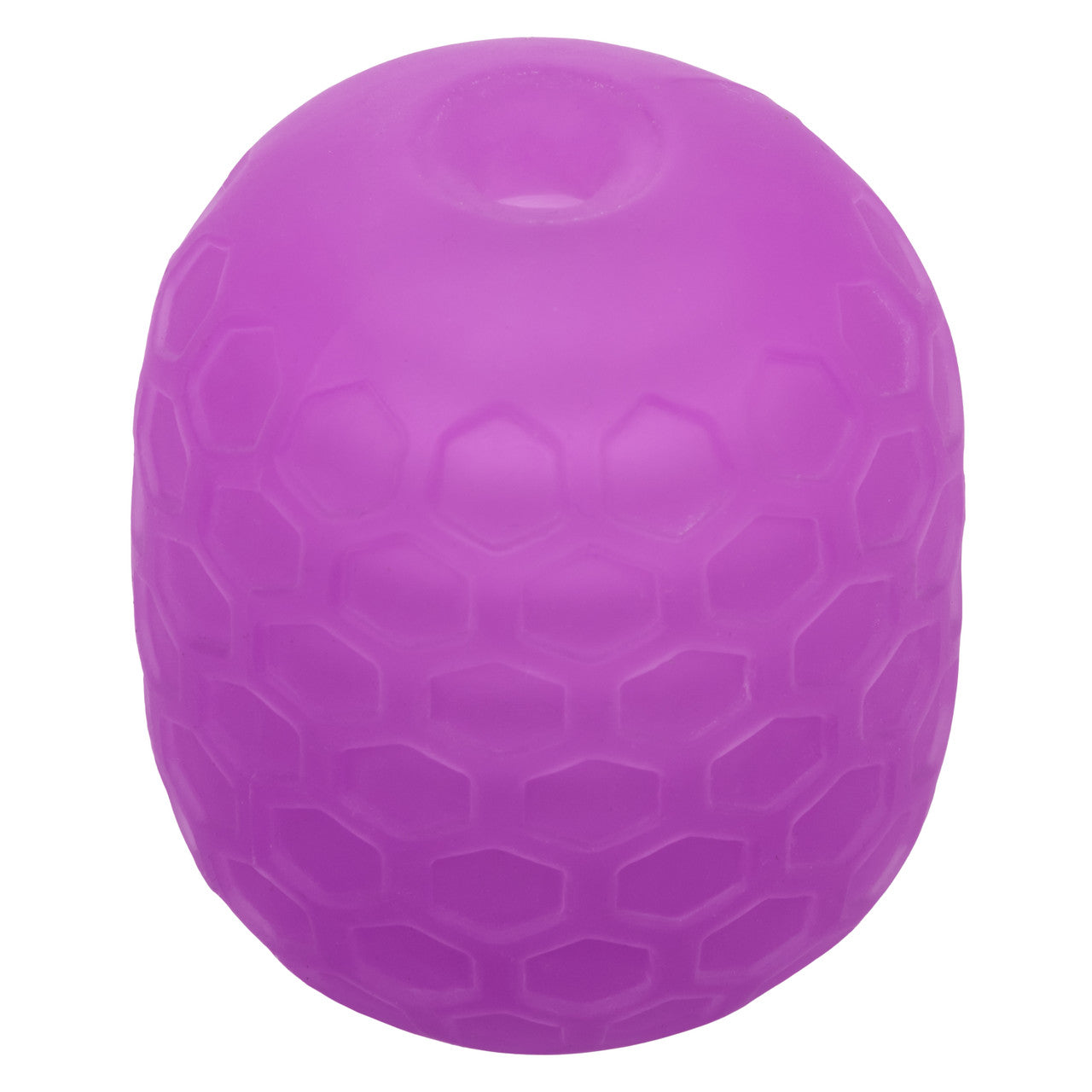 Purple textured stroker with a honeycomb pattern and a suction opening.