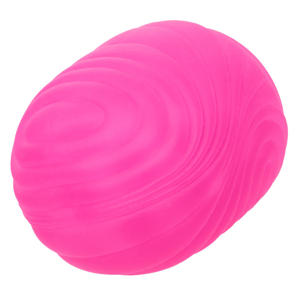 Pink textured reversible stroker with suction.