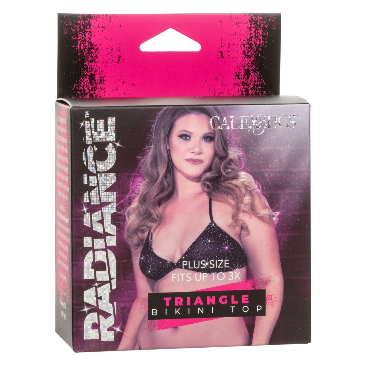 Calexotics Radiance plus size triangle bikini top with rhinestones.