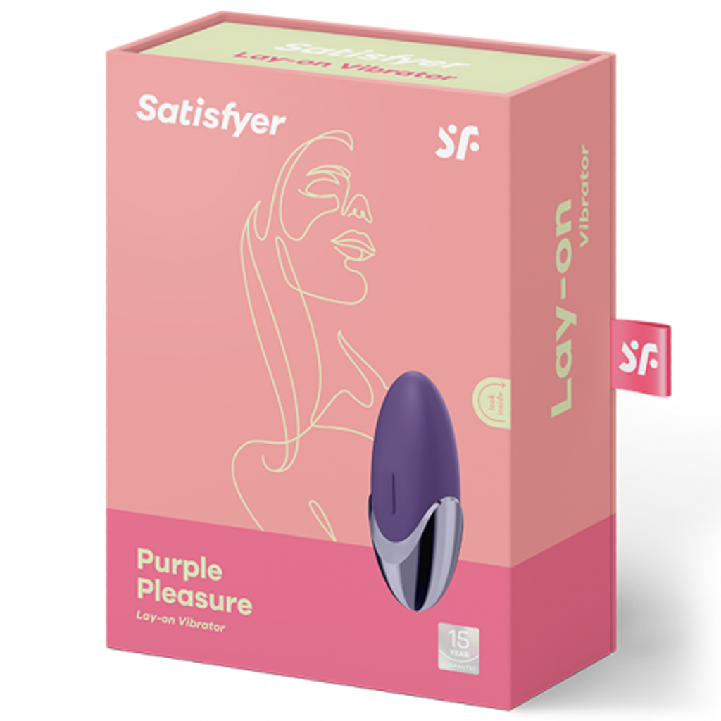 Satisfyer Purple Pleasure clitoral lay-on vibrator in purple silicone.