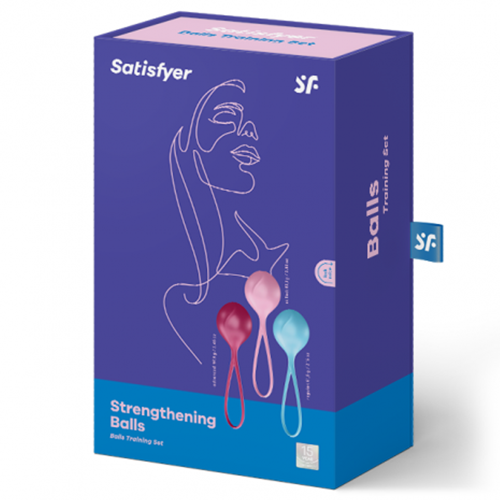 Satisfyer V Balls set of 3 silicone pelvic floor strengthening balls.