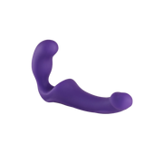 Purple wearable silicone double dildo with G-spot curves.