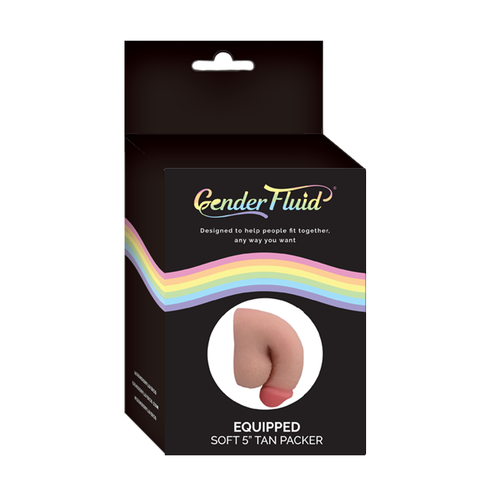 Equipped Soft 5 inch tan packer with a rainbow stripe design.