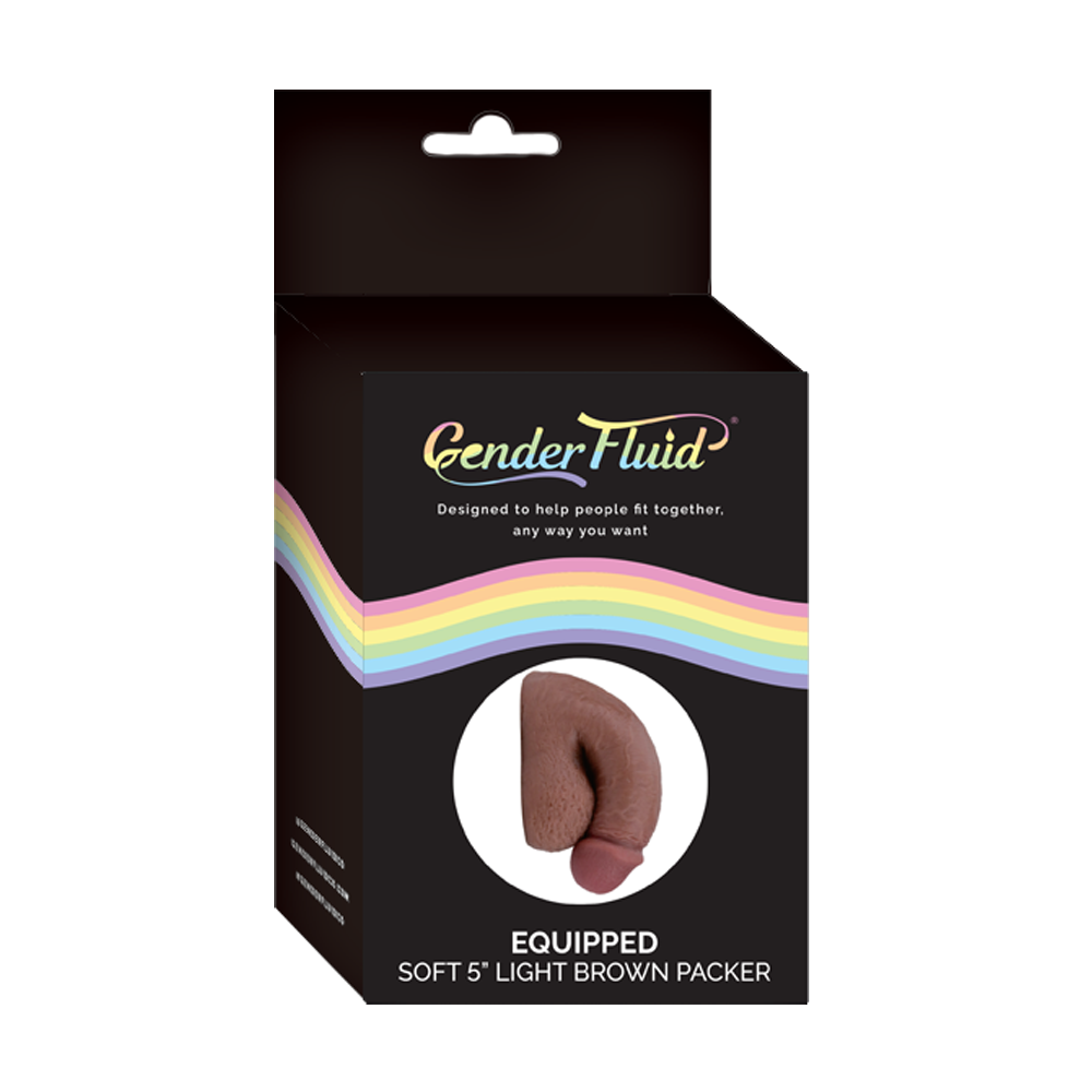 Gender Fluid 5 inch soft light brown packer penis.