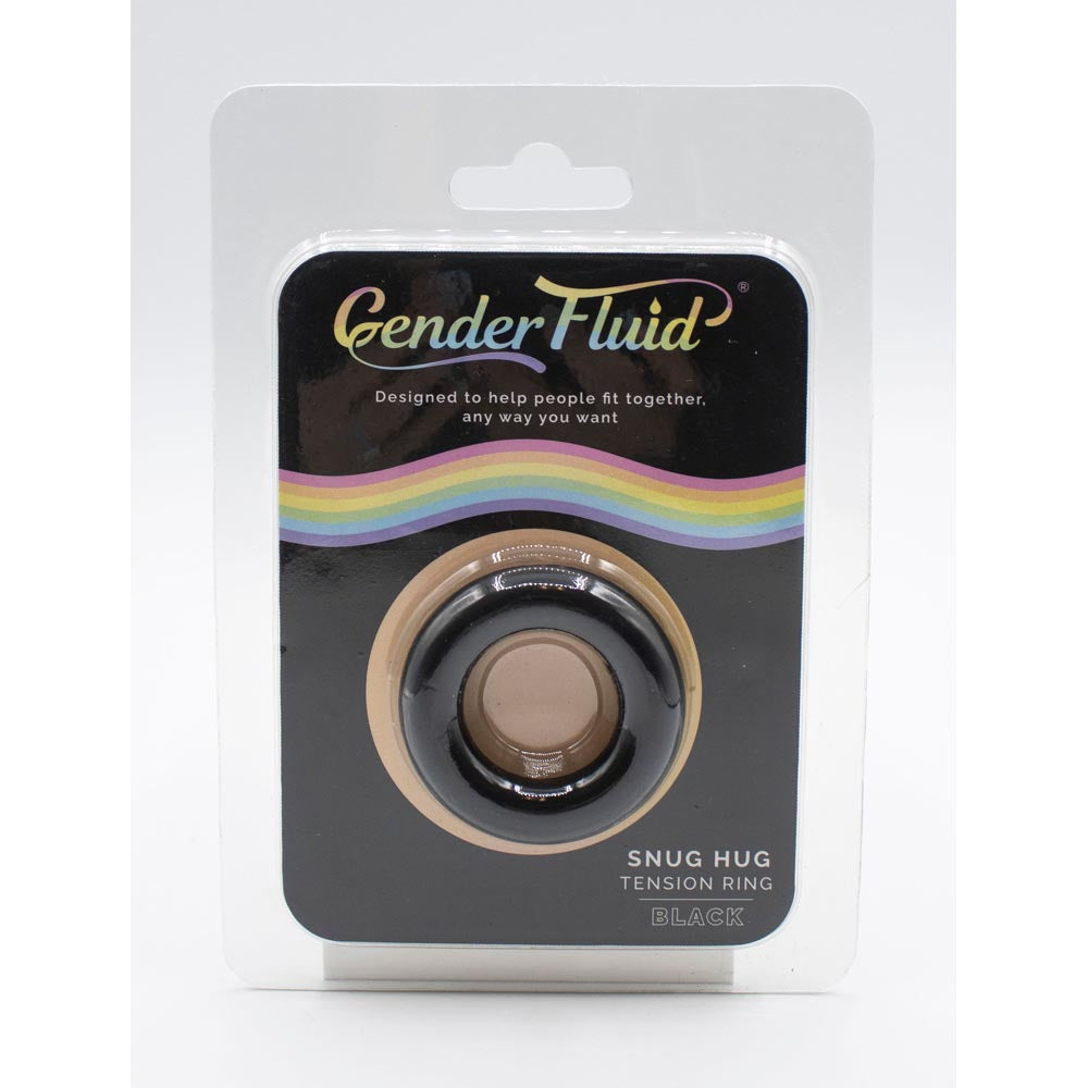 Snug Hug Silicone Tension Ring in black, part of the Gender Fluid collection.