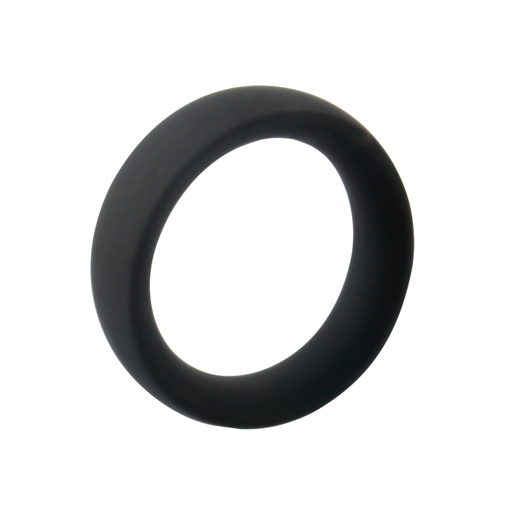 Jet black silicone tension ring with a smooth finish.