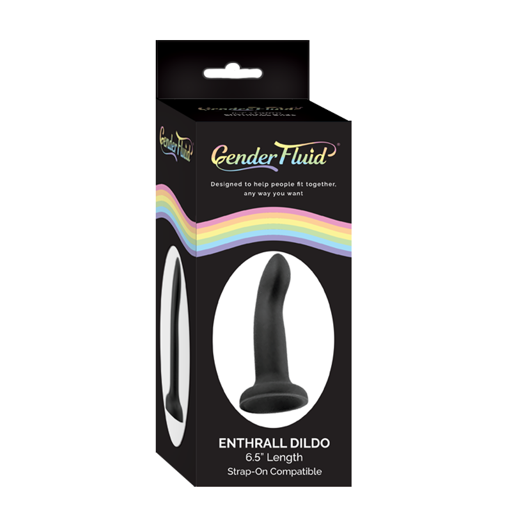 Black 6.5 inch silicone strap-on dildo with suction cup.