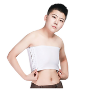 Strapless white chest compression binder with clear straps.