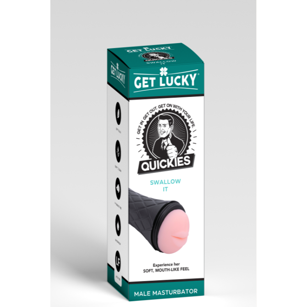 Get Lucky Quickies Swallow It male masturbator in packaging.