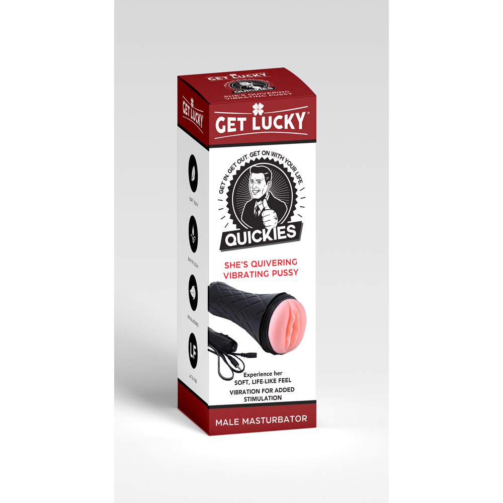 Get Lucky Quickies male masturbator with a realistic vibrating pussy design.