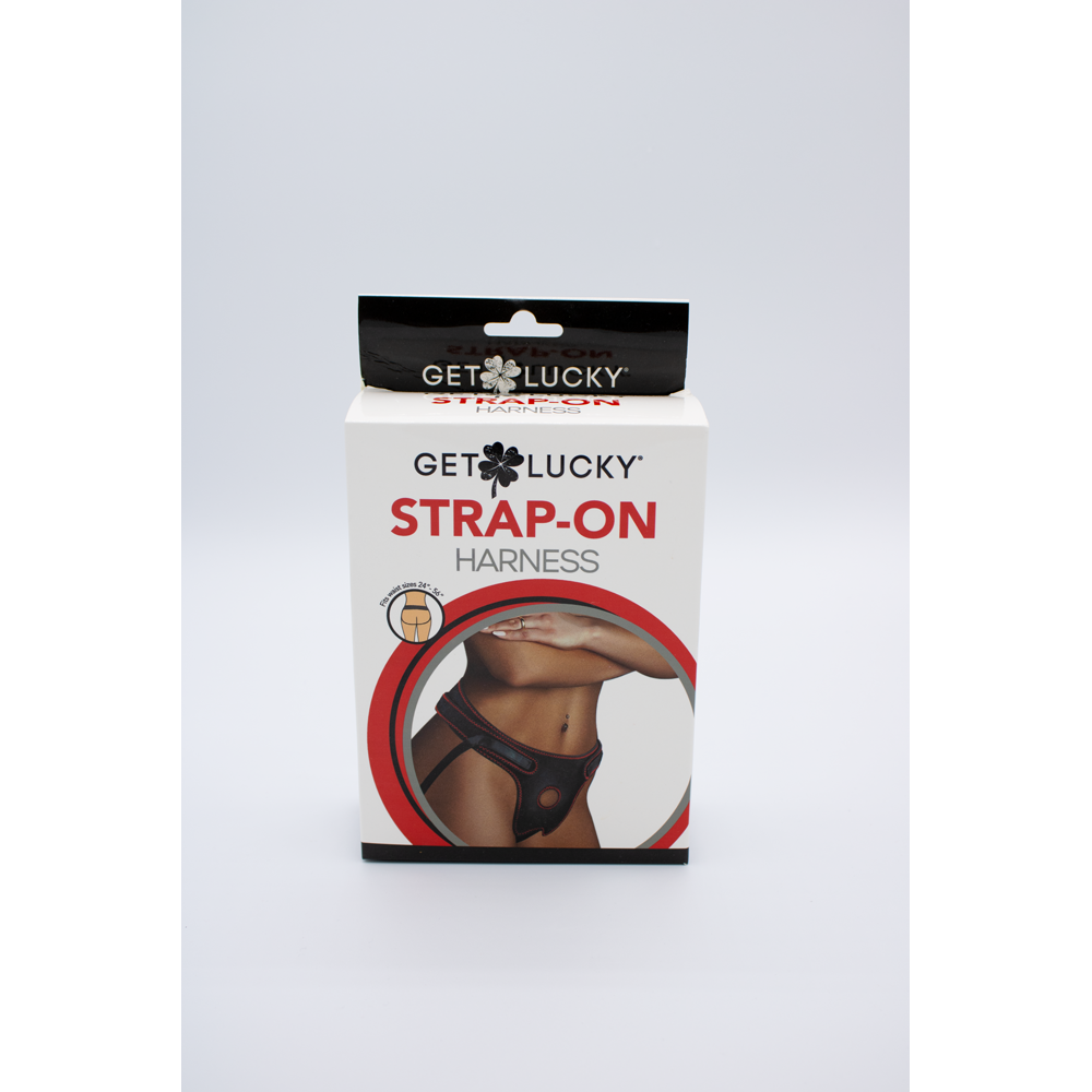 Adjustable strap-on harness with a cutout design.