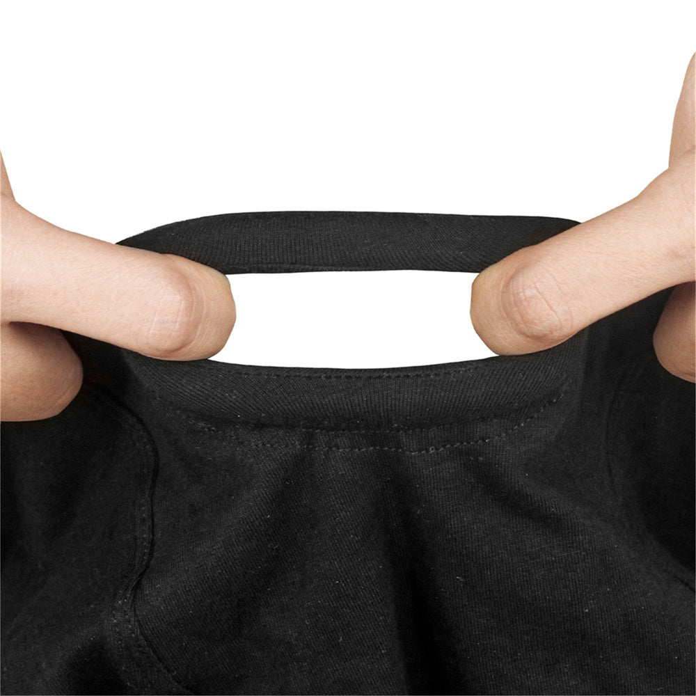 Black boxer shorts with hands stretching the waistband.