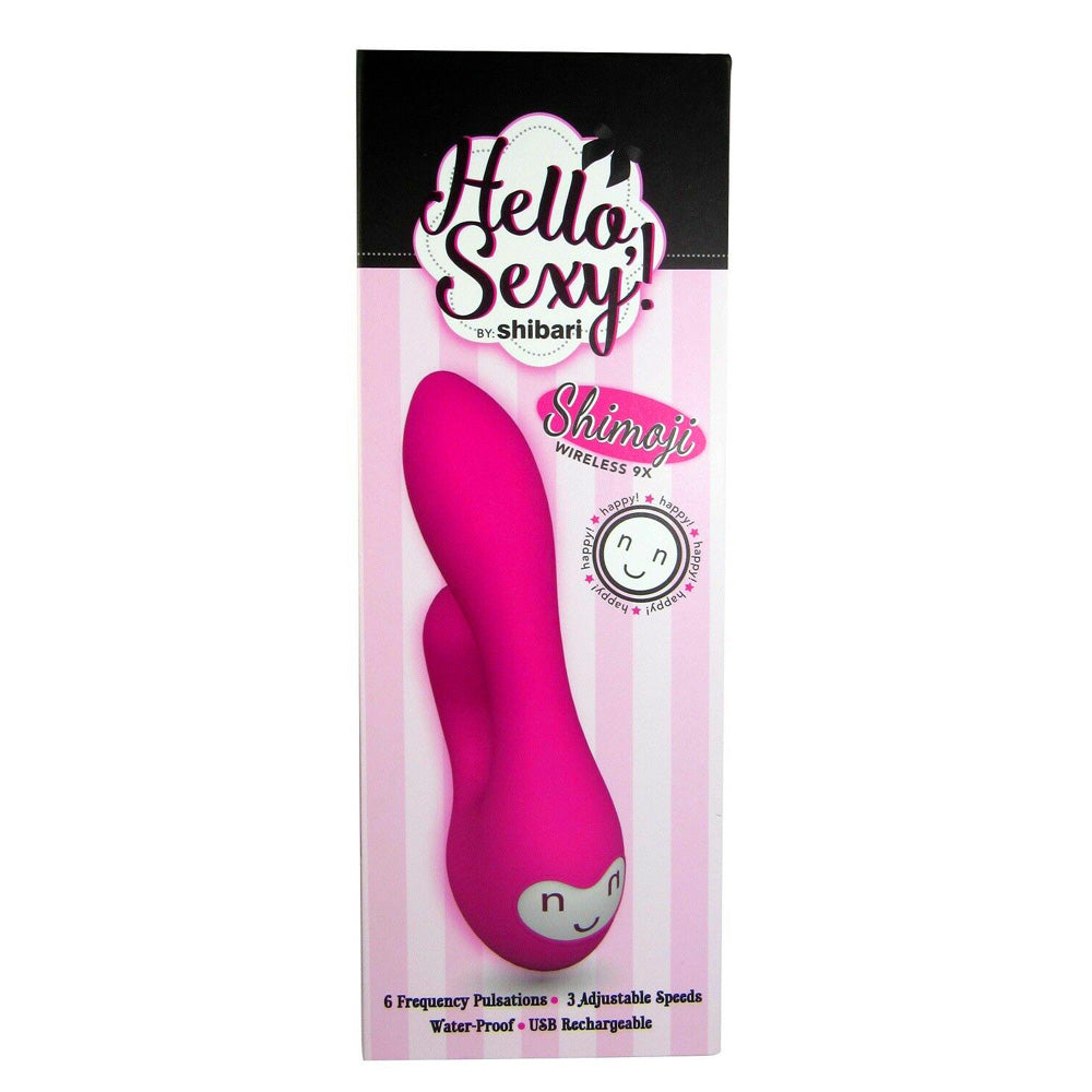 Pink Shimoji Wireless G-Spot Massager with "Hello Sexy!" branding.