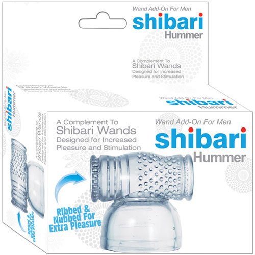 Shibari Hummer wand attachment for men with ribbed and nubbed texture.