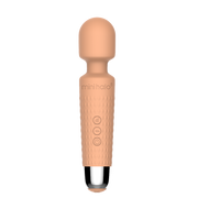 A peach-colored Mini Halo wand massager with textured grip and control buttons.