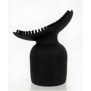 Black silicone hair dryer diffuser attachment with comb-like teeth.