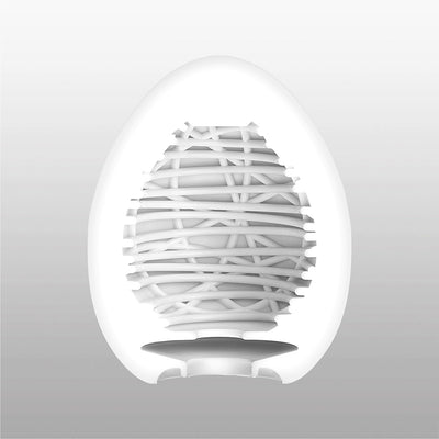 Tenga Silky II textured male masturbator egg with internal web design.