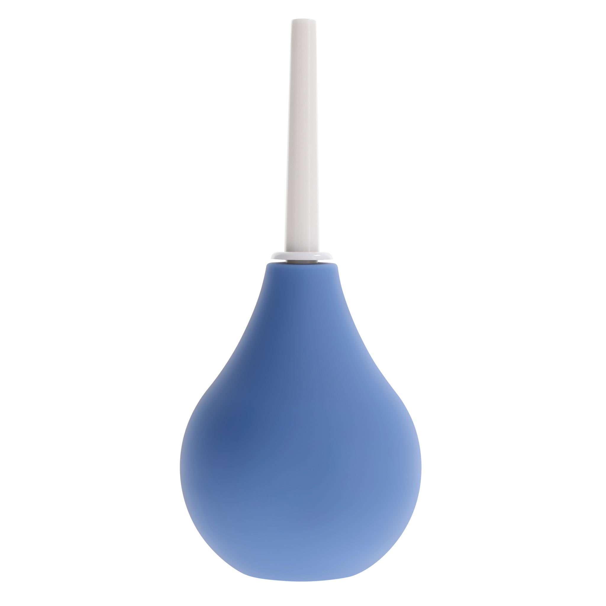 Blue silicone anal cleansing douche with a white nozzle.