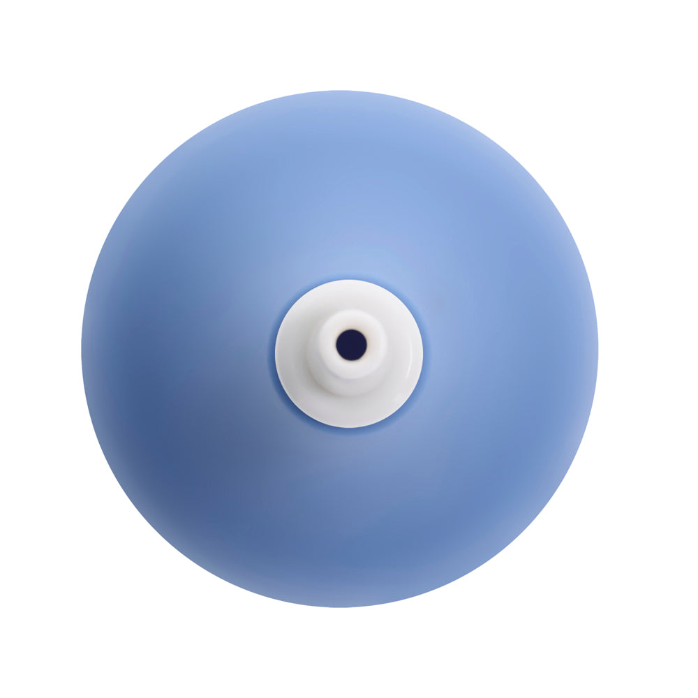 A blue silicone anal cleansing douche with a white nozzle.