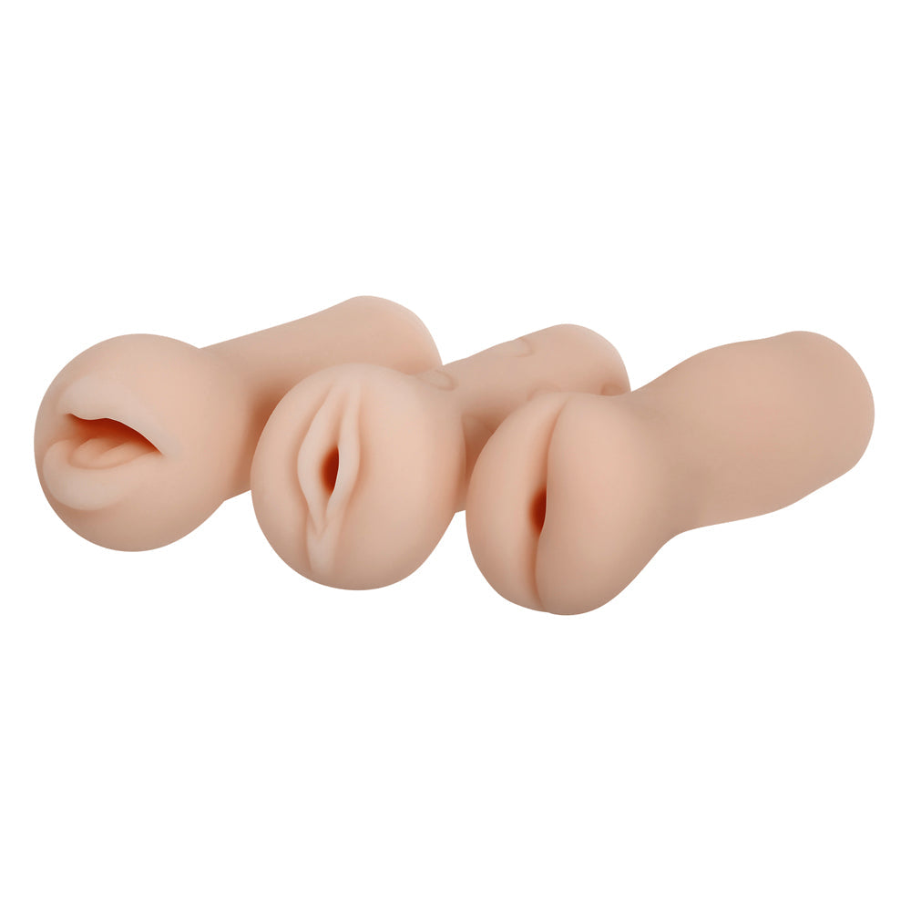 Three realistic textured strokers in flesh tones.
