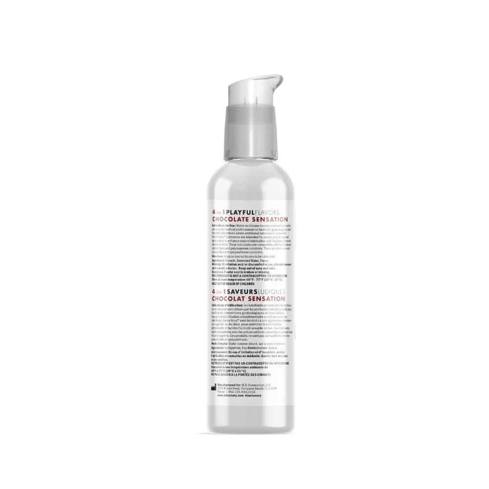 Swiss Navy Chocolate Flavored 4-in-1 Massage Lotion and Lube bottle.