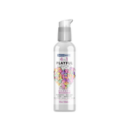 Swiss Navy Sweet Hearts 4-in-1 warming massage lube in a clear pump bottle.