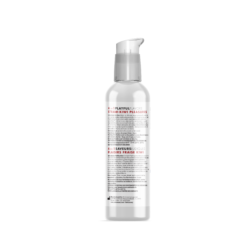 Bouteille de lubrifiant et gel de massage saveur fraise kiwi Swiss Navy.