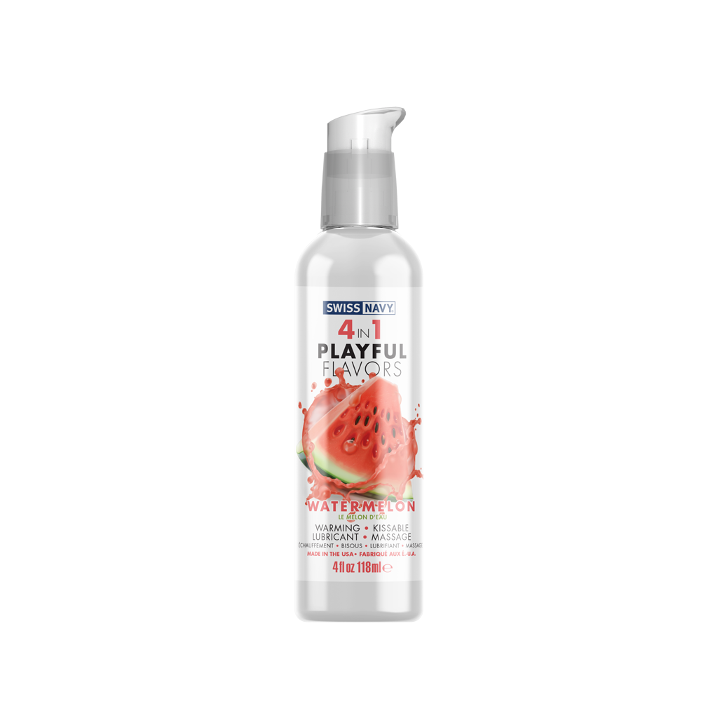 Swiss Navy Watermelon 4-in-1 Playful Flavors warming lubricant and massage gel.