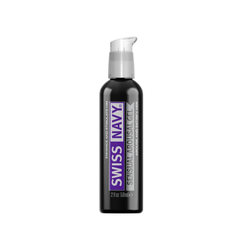 Swiss Navy Sensual Arousal Gel in a black pump bottle.