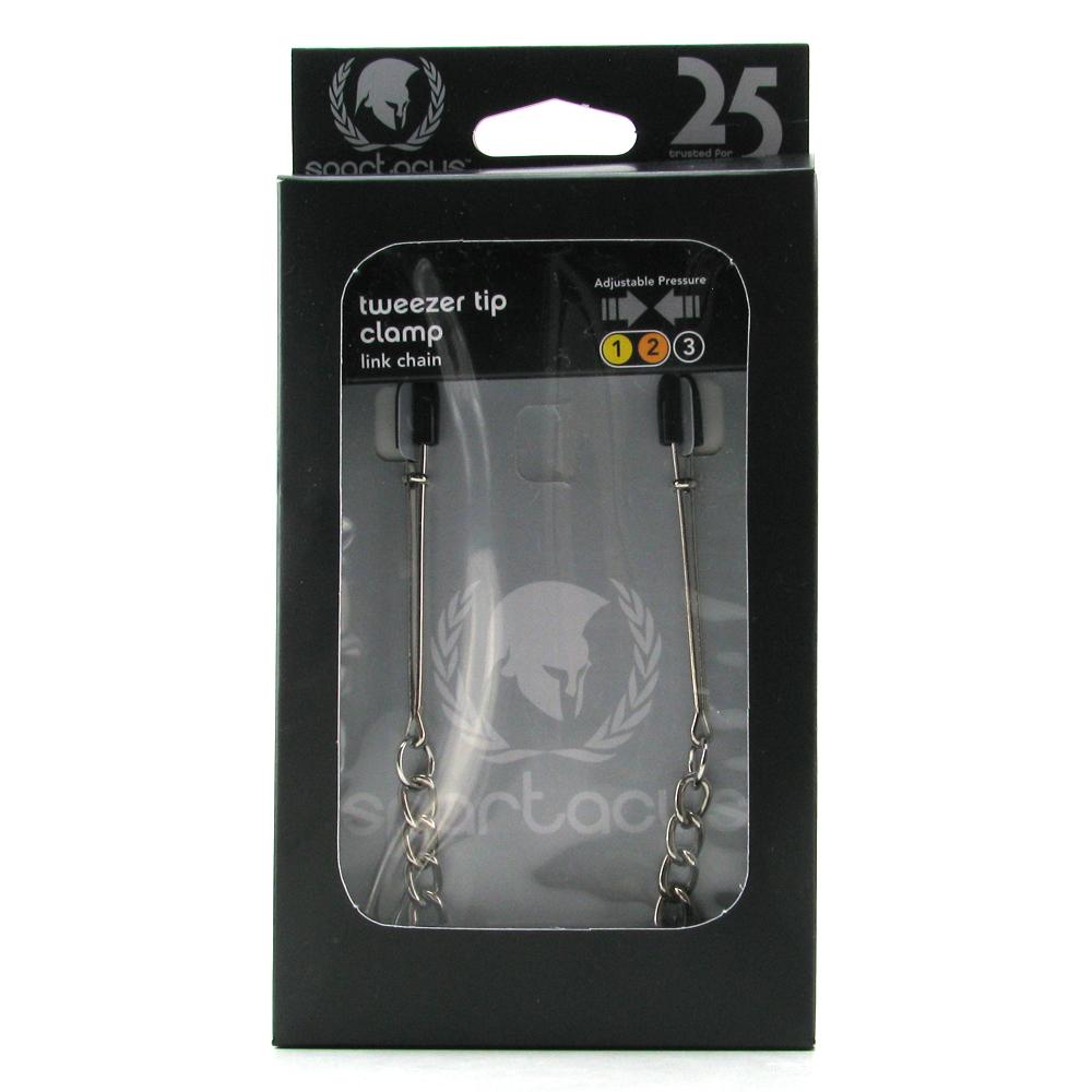 Adjustable tweezer tip clamp link chain with Spartacus logo.