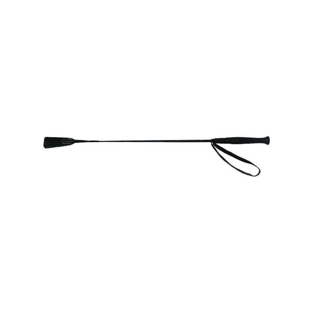 Black 26-inch riding crop with a loop handle.