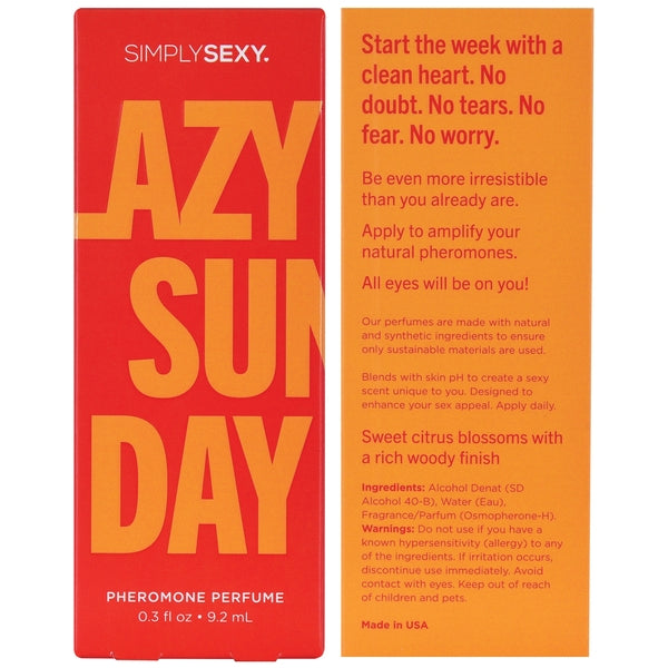 Lazy Sunday Pheromone Infused Perfume in a 0.3oz travel size.
